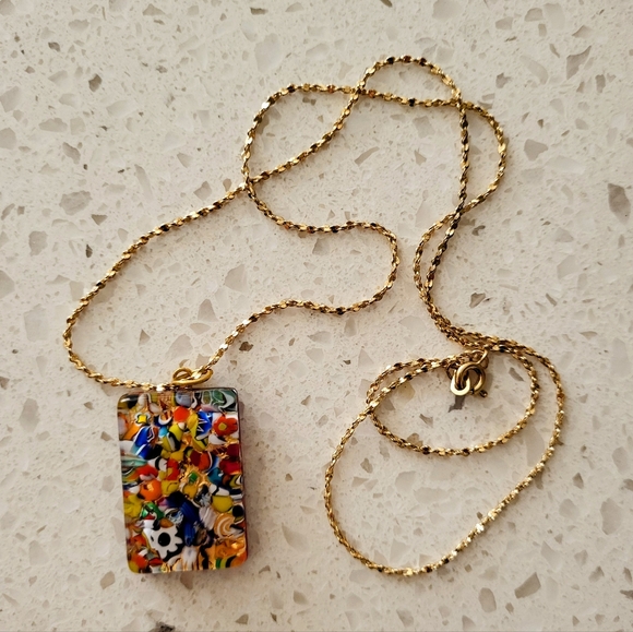 Murano Jewelry - Vintage Murano Millefiori Glass Pendant Necklace